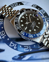 Load image into Gallery viewer, JP Black & blue ceramic bezel watch on a jubilee bracalet