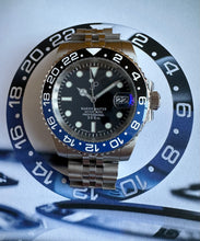 Load image into Gallery viewer, JP Black & blue ceramic bezel watch on a jubilee bracalet