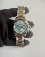 Load image into Gallery viewer, Seiko mod black ceramic blue dial seiko daytona mod watch