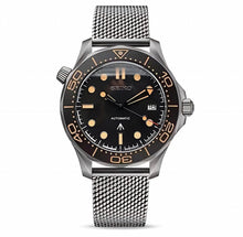Load image into Gallery viewer, Black ceramic seiko no time to die on mesh