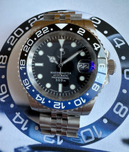 Load image into Gallery viewer, JP Black & blue ceramic bezel watch on a jubilee bracalet