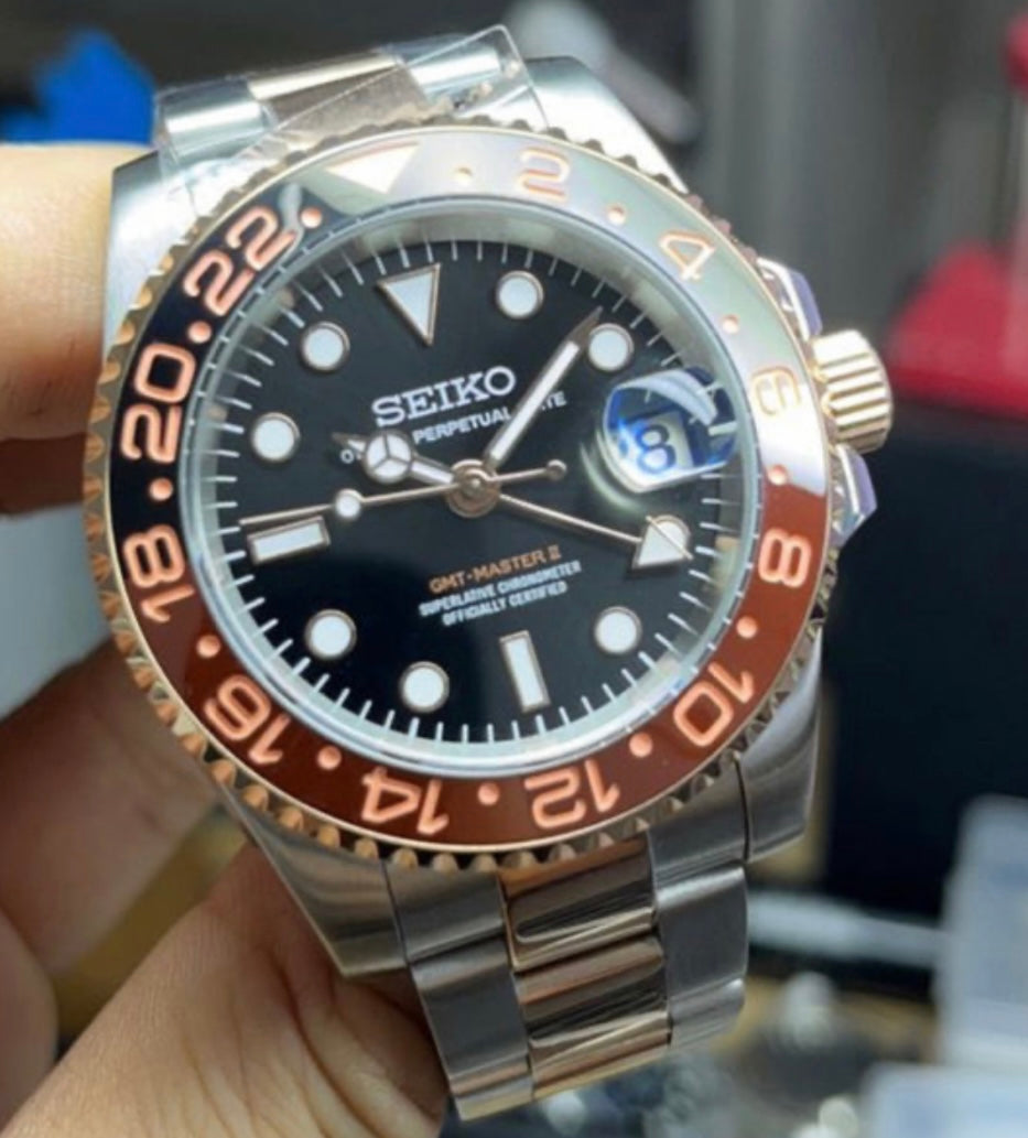 Seiko Rootbeer GMT ceramc bezel (4r36 gmt movement