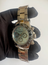 Load image into Gallery viewer, Seiko mod black ceramic blue dial seiko daytona mod watch