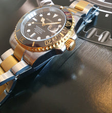 Load image into Gallery viewer, Two Tone black ceramic automatic seiko nh35 movement watch