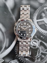 Load image into Gallery viewer, Black ceramic seiko mod seamaster black wave dial master of the sea