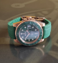 Load image into Gallery viewer, Seiko mod watch Rose Green vs yachtmaster, one off build!