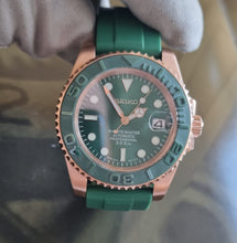 Load image into Gallery viewer, Seiko mod watch Rose Green vs yachtmaster, one off build!
