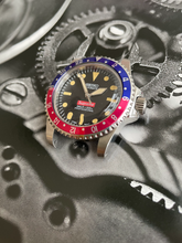 Load image into Gallery viewer, Red and blue aluminion bezel custom watch