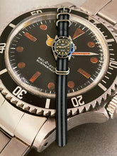 Load image into Gallery viewer, vintage style driver black aluminium bezel seiko nh35 automatic movement watch on nato