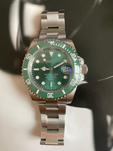 Load image into Gallery viewer, Green ceramic bezel sunburst green dial automatic watch