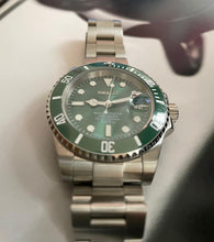 Load image into Gallery viewer, Green ceramic bezel sunburst green dial automatic watch