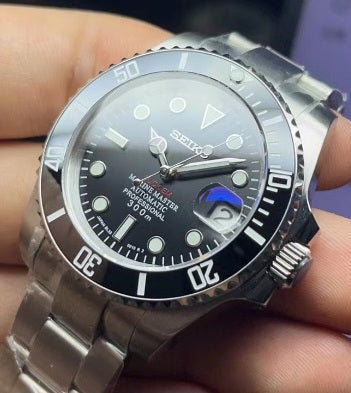 Black ceramic F*** Em custom dial automatic watch