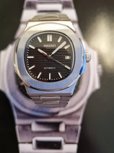 Load image into Gallery viewer, Seiko mod watch nautilus black dial
