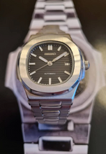 Load image into Gallery viewer, Seiko mod watch nautilus black dial