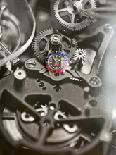Load image into Gallery viewer, Red and blue aluminion bezel custom watch