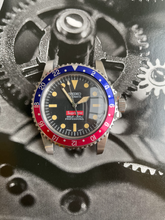 Load image into Gallery viewer, Red and blue aluminion bezel custom watch