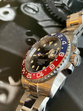 Load image into Gallery viewer, Blue and red bezel custom built watch