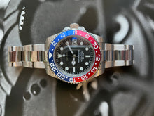 Load image into Gallery viewer, Blue and red bezel custom built watch