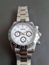 Load image into Gallery viewer, Black white ceramic seiko Panda daytona mod watch