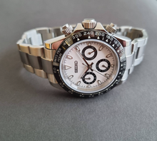 Load image into Gallery viewer, Black white ceramic seiko Panda daytona mod watch