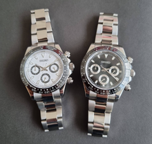 Load image into Gallery viewer, Black white ceramic seiko Panda daytona mod watch