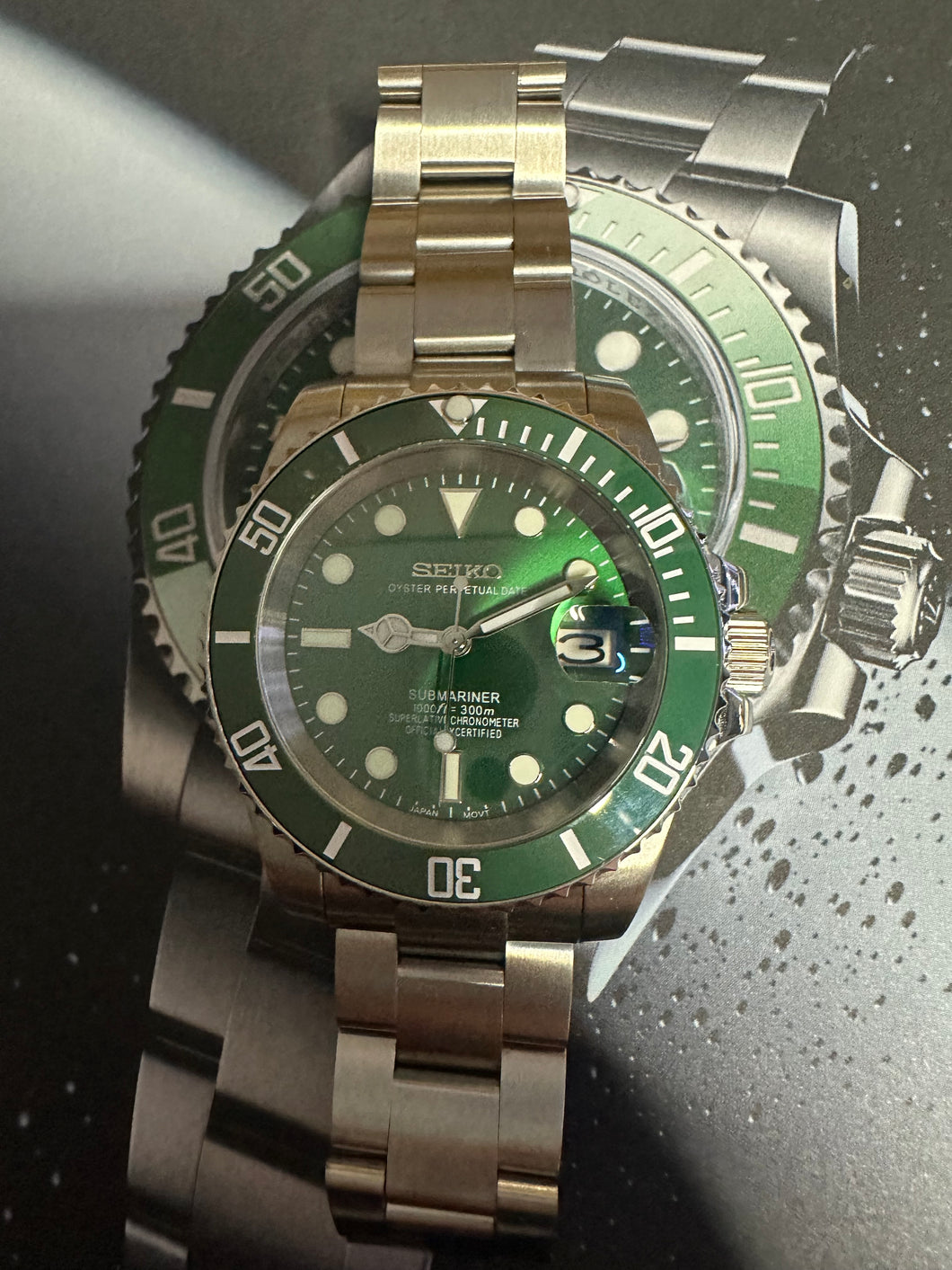 NEW dial green ceramic seiko nh35 automatic sub