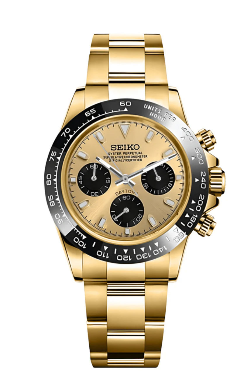 seiko daytona Pikachu black & gold watch