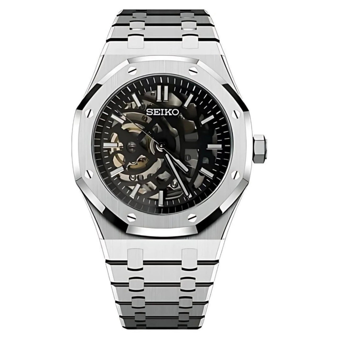 Ap Swatch Mod Custom seiko ap automatic mod watch oak skeleton dial – Lovetomodwatches