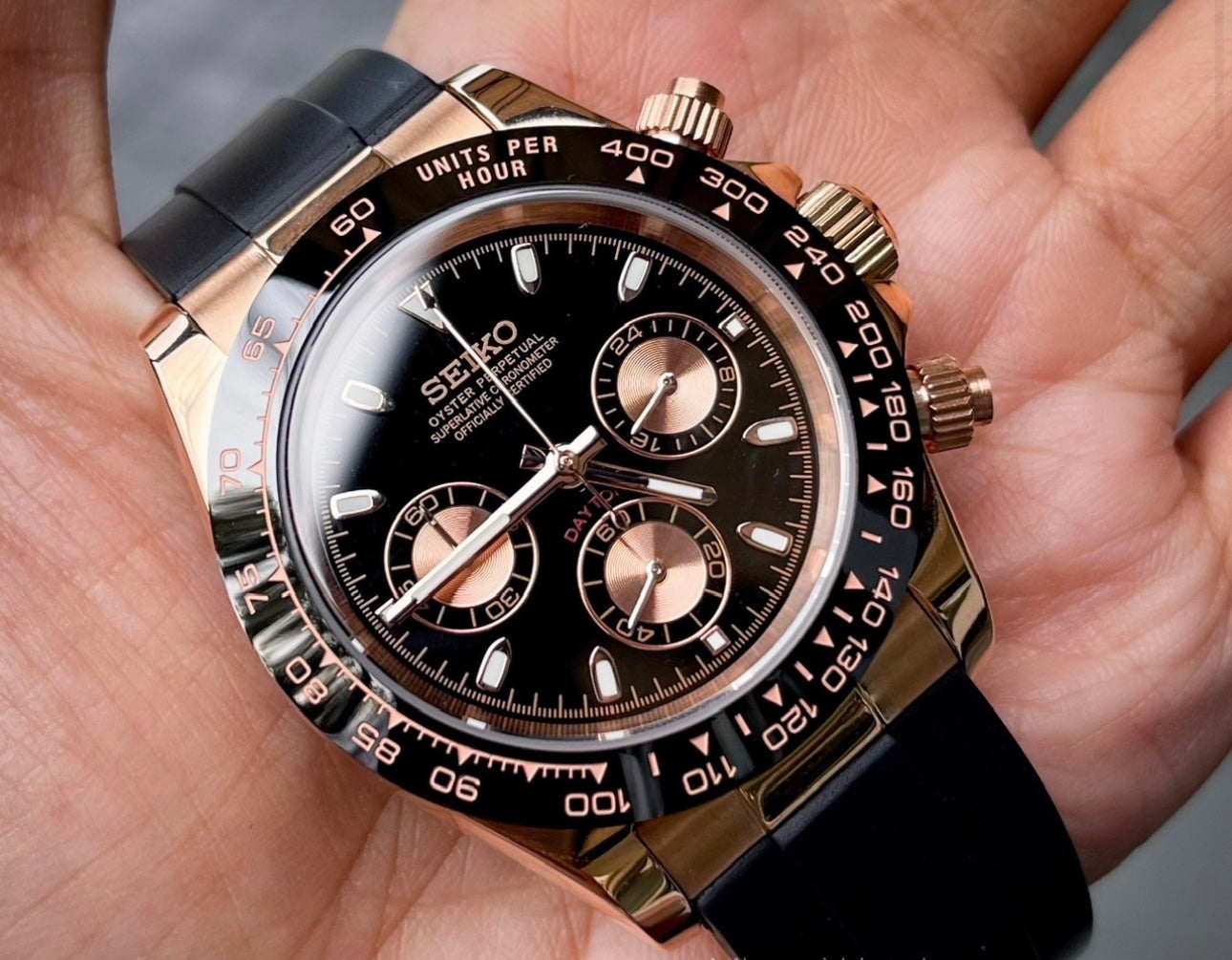 seiko daytona black & rose watch – Lovetomodwatches