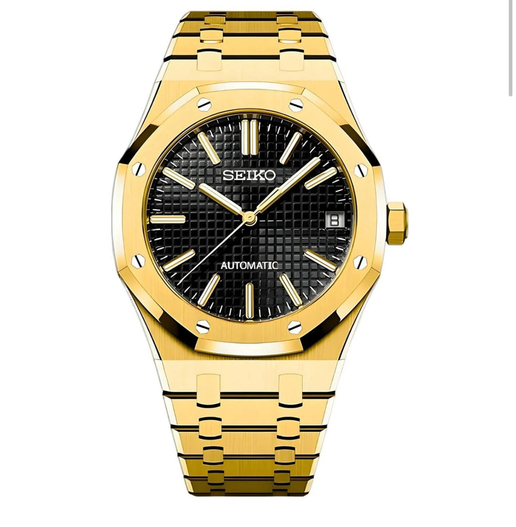 seiko ap mod automatic mod watch - gold pl black dial