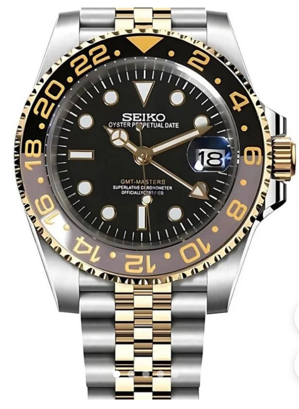 Seiko Zombie GMT ceramc bezel (4r36 gmt movement) jubilee bracelet