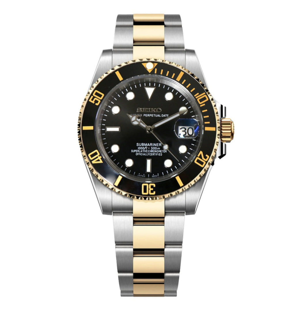 two tone automatic watch - new sub dial black and gold