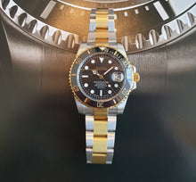 Load image into Gallery viewer, Two Tone black ceramic automatic seiko nh35 movement watch
