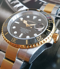 Load image into Gallery viewer, Two Tone black ceramic automatic seiko nh35 movement watch
