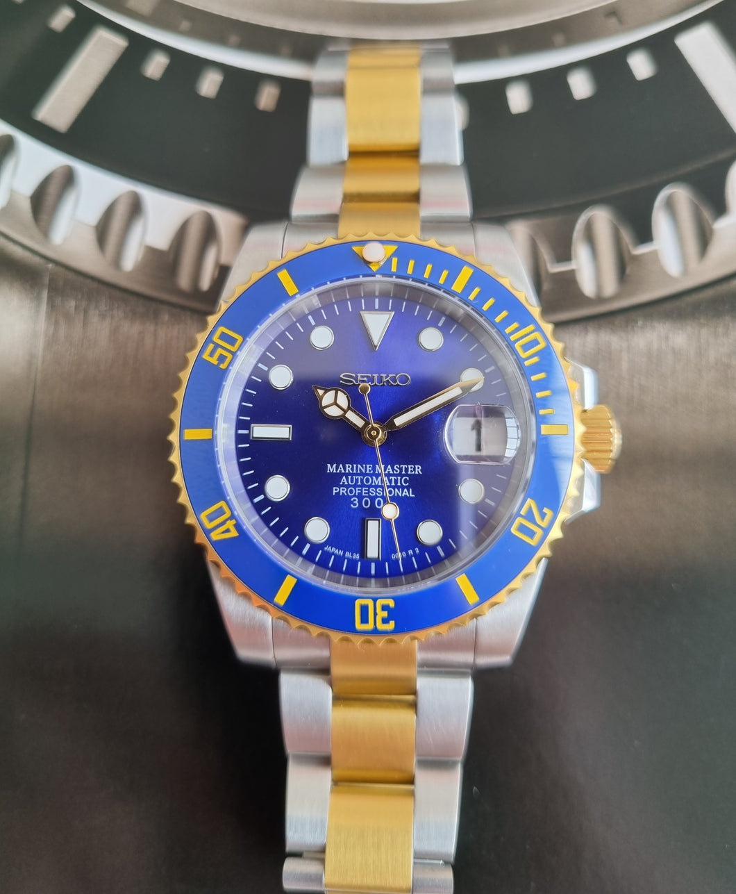 Bluesy two tone automatic watch