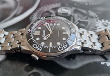 Load image into Gallery viewer, Black ceramic seiko mod seamaster black wave dial master of the sea
