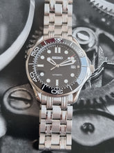 Load image into Gallery viewer, Black ceramic seiko mod seamaster black wave dial master of the sea
