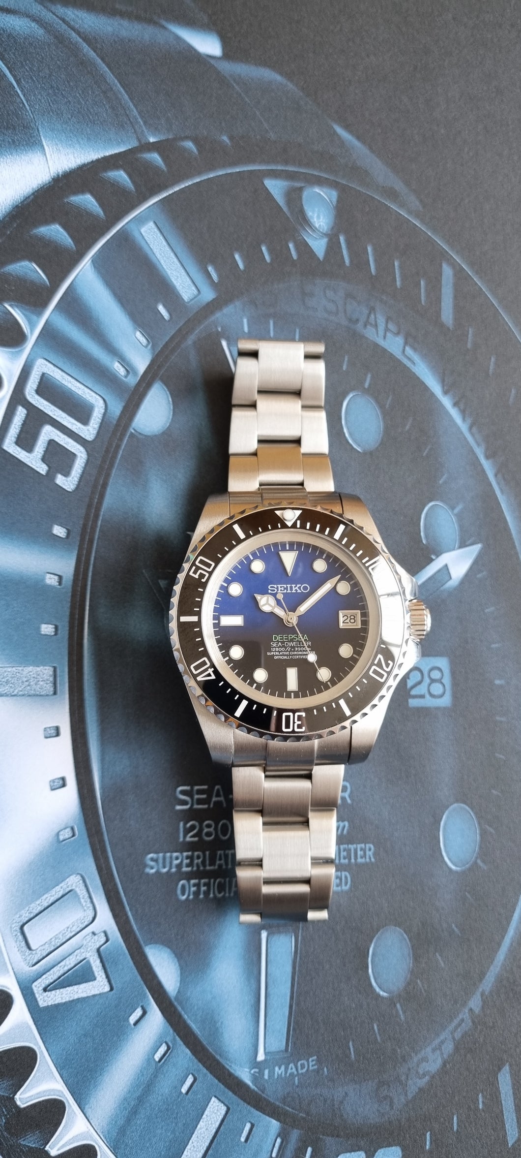 Seiko mod watch, jc limited edition deepsea! Blue to black