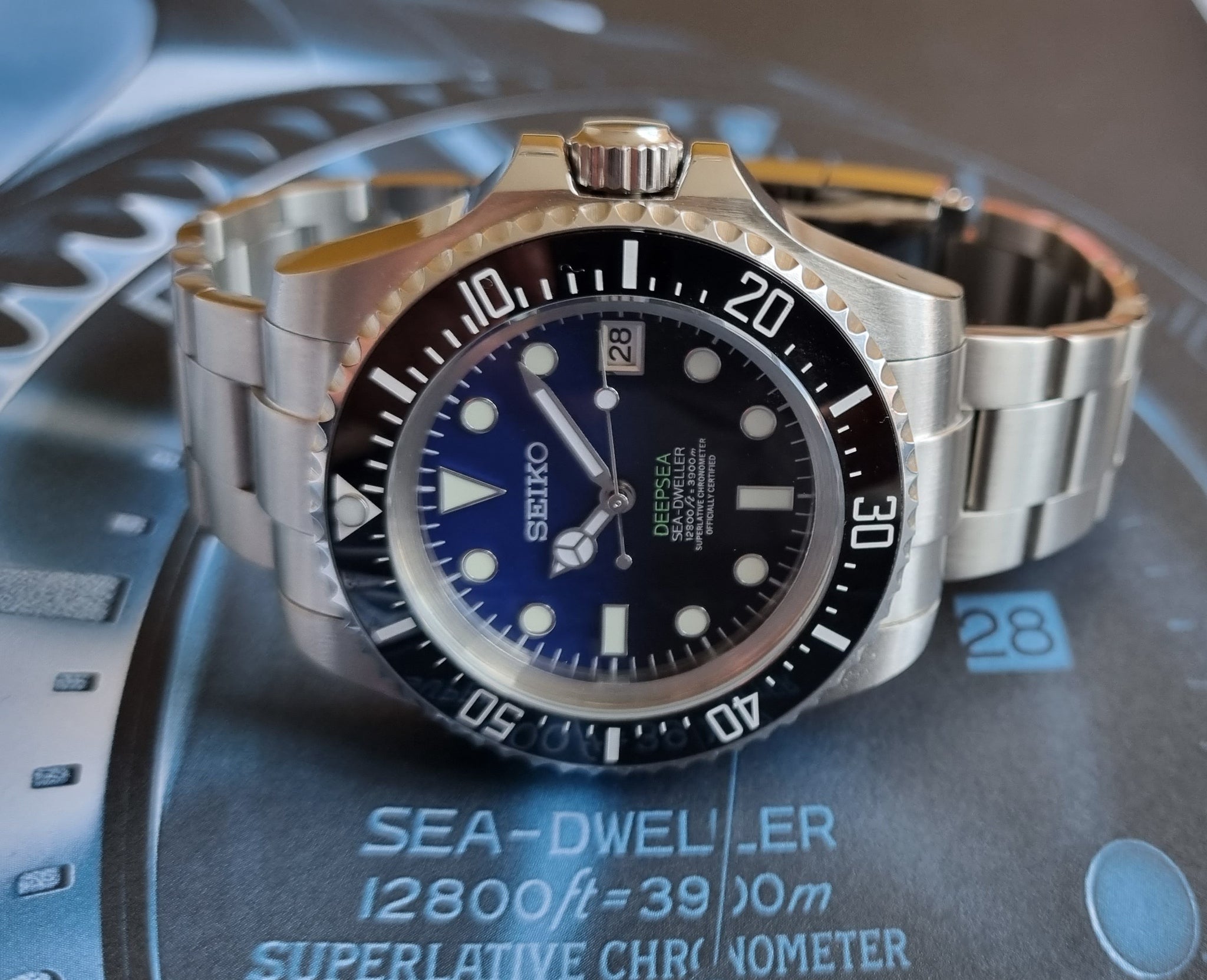 Seiko mod watch, jc limited edition deepsea! Blue to black