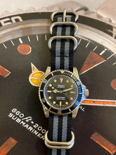 Load image into Gallery viewer, vintage style driver black aluminium bezel seiko nh35 automatic movement watch on nato
